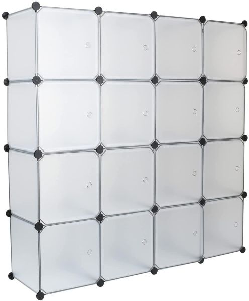 MantraRaj Infotech LTD. 16 Cube Stackable Interlocking Storage Space Saver Wardrobe With Door