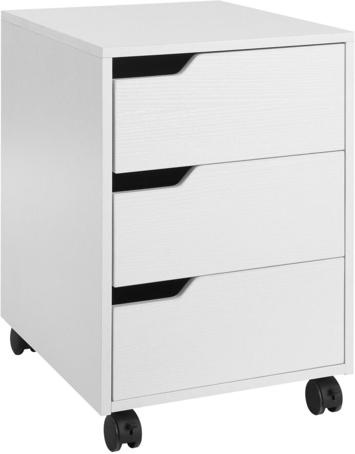 MHSTAR UK LTD HOMCOM 3 Drawer Mobile File Cabinet, Vertical Filing Cabinet with Wheels for Home Office, White