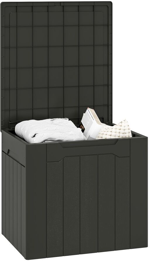 MHSTAR UK LTD HOMCOM Plastic Storage Chest with Lock Hole, 107 L Large Storage Box with Lid and Side Handles, Portable Storage Trunk for Living Room, Bedroom, Hallw