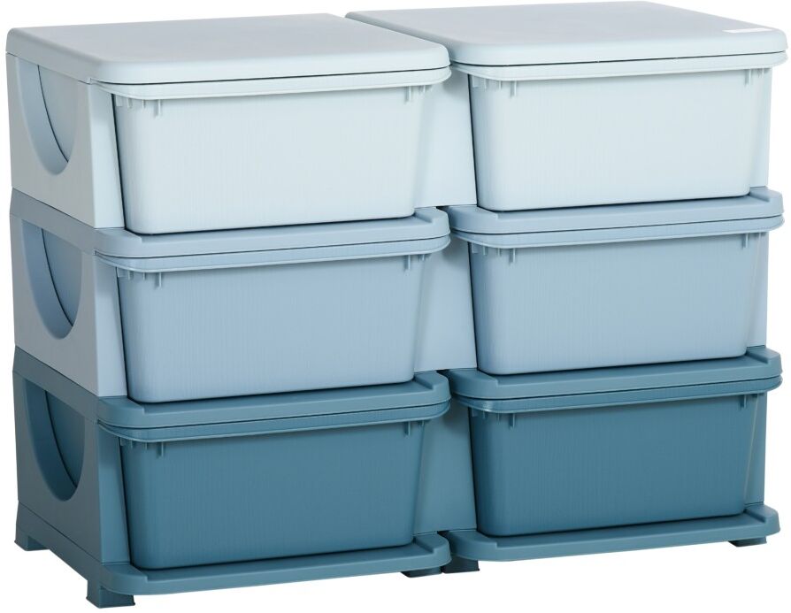 MHSTAR UK LTD HOMCOM Kids Storage Units with 3 Drawers 3 Tier Chest Vertical Dresser Tower Toy Organizer for Nursery Playroom Kindergarten Blue