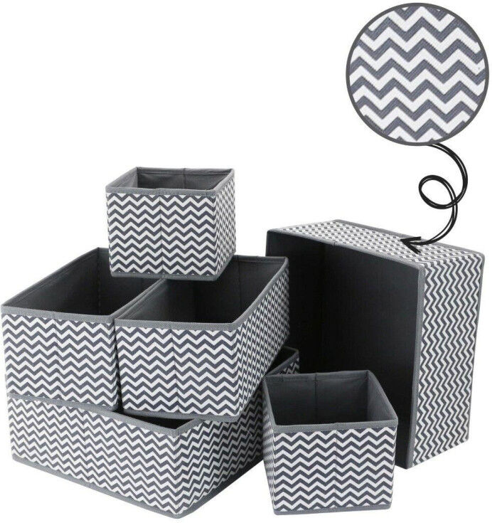 MantraRaj Infotech LTD. MantraRaj Drawer Organiser Set of 6 Divider Foldable Storage Bins Boxes for Socks, Tie, Shirts, Bras Underwear Collapsible Wardrobe Closet Organisers