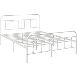 MHSTAR UK LTD HOMCOM 4ft Double Bed Frame with Underbed Storage, Metal Platform Bed frame with Tall Headboard, Footboard and Steel Slat Support, No Box Spring Neede