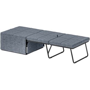 MHSTAR UK LTD HOMCOM Single Folding Bed with Linen Sponge Mattress and Dust Cover, Foldable Guest Bed with Metal Frame, 69 x 181.5 cm, Grey