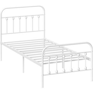 MHSTAR UK LTD HOMCOM 3ft Single Bed Frame with Underbed Storage, Metal Platform Bed frame with Tall Headboard, Footboard and Steel Slat Support, No Box Spring Neede