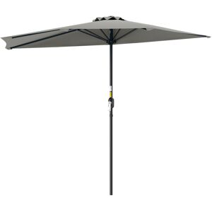 MHSTAR UK LTD Outsunny 2.7m Garden Half Parasol, Outdoor Balcony Umbrella with 5 Steel Ribs, Patio Sun Shade, Light Grey