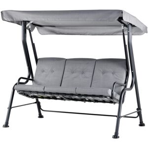 MHSTAR UK LTD Outsunny 3 Seater Garden Swing Seat Outdoor Swing Chairs Thick Padded Seat Hammock Canopy Porch Patio Bench - Grey