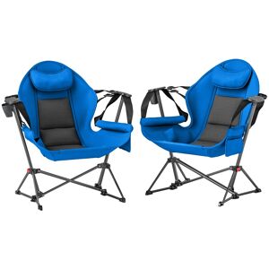 MHSTAR UK LTD Outsunny Hammock Camping Chair Set of 2, Adjustable Back Swinging Camping Chair Portable Camp Chair with Cup Holder, Headrest, Padded Seat and Carry B