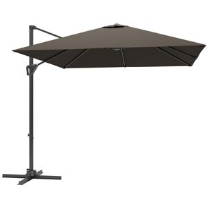 MHSTAR UK LTD Outsunny 2.5 x 2.5m Patio Offset Parasol Umbrella Cantilever Hanging Aluminium Sun Shade Canopy Shelter 360° Rotation with Crank Handle and Cross Bas