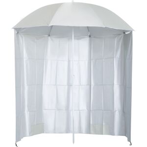 MHSTAR UK LTD Outsunny 88 Arc 2.2M Fishing Umbrella Beach Parasol with Sides Brolly Shelter Canopy Shade with FREE Carry Bag Off-White