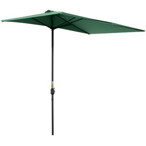 MHSTAR UK LTD Outsunny Balcony Half Parasol Semi Round Umbrella Patio Crank Handle (2.3m, Green)- NO BASE INCLUDED
