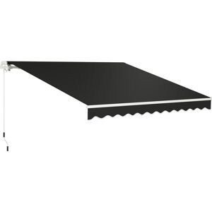 MHSTAR UK LTD Outsunny 3 x 2.5m Garden Patio Manual Awning, Retractable Canopy Sun Shade Shelter with Fittings and Crank Handle, Black