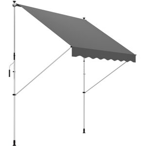 MHSTAR UK LTD Outsunny Balcony 3 x 1.5m Manual Adjustable Awning DIY Patio Clamp Awning Canopy Retractable Shade Shelter Easy to Move for Balcony - Grey