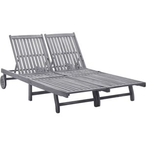 Wallplus Ltd 2-Person Sun Lounger Solid Acacia Wood