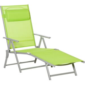MHSTAR UK LTD Outsunny Steel Fabric Sun Lounger Outdoor Folding Chaise Lounge Chair Recliner with Portable Design & 7 Adjustable Backrest Positions - Green