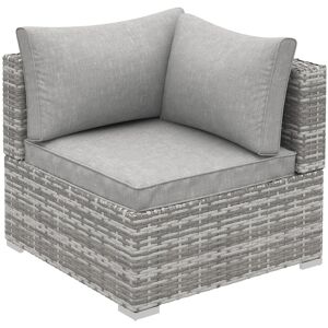 MHSTAR UK LTD Outsunny Outdoor PE Rattan Corner Sofa, Garden Wicker Furniture Single Sofa Chair w/ Cushions, Light Grey