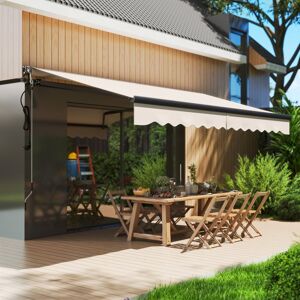 MHSTAR UK LTD Outsunny 3.5 x 3(m) Electric Awning with Remote Controller, Aluminium Frame DIY Retractable Awning, UV30+ Sun Shade Canopy for Garden Patio Deck Door