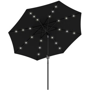 MHSTAR UK LTD Outsunny 2.7m Patio Garden Umbrella Outdoor Parasol with Tilt Crank and 24 LEDs Lights (Black)