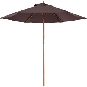 MHSTAR UK LTD Outsunny 2.5m Wood Garden Parasol Sun Shade Patio Outdoor Wooden Umbrella Canopy Coffee