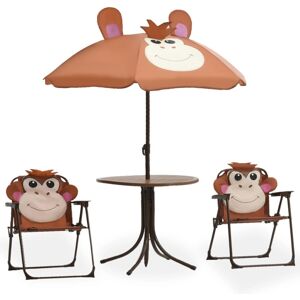Wallplus Ltd 3 Piece Kids' Garden Bistro Set with Parasol Brown