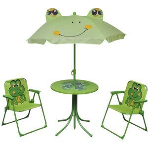 Wallplus Ltd 3 Piece Kids' Garden Bistro Set with Parasol Green