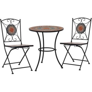 Wallplus Ltd 3 Piece Mosaic Bistro Set Ceramic Tile Orange/Grey