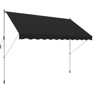 MHSTAR UK LTD Outsunny Balcony 3 x 1.5m Manual Adjustable Awning, DIY Patio Clamp Awning Canopy, Retractable Shade Shelter Easy to Move for Balcony, Black