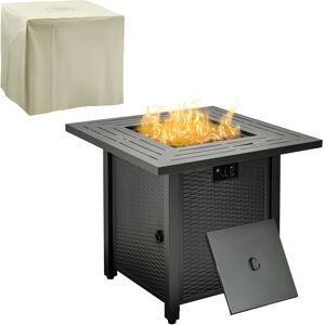 MHSTAR UK LTD Outsunny Outdoor Propane Gas Fire Pit Table w/ Rain Cover, 40000 BTU, Black