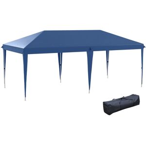 MHSTAR UK LTD Outsunny Pop Up Gazebo, Double Roof Foldable Canopy Tent, Height Adjustable Wedding Awning Canopy w/ Carrying Bag, 6 m x 3 m x 2.7 m, Blue