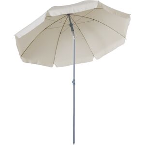 MHSTAR UK LTD Outsunny 2.2m Beach Umbrella, Portable Parasol with Tilting Function, Outdoor Sunshade Shelter with 8 Ribs, Cream White