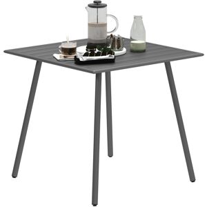 MHSTAR UK LTD Outsunny Garden Table for 4 Person, Square Outdoor Table with Easy Clean Slat Top, Rust Resistant Steel Frame, for Deck, Balcony, 80 x 80 x 74 cm, Gre