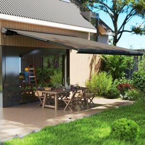 MHSTAR UK LTD Outsunny 3.5 x 3 m Electric Awning with Remote Controller, Aluminium Frame DIY Retractable Awning, UV50+ Sun Shade Canopy for Garden Patio Deck Door W