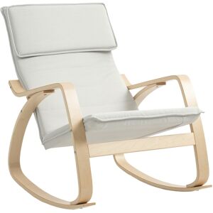 MHSTAR UK LTD HOMCOM Comfortable Relax Rocking Chair, Upholstered Lounge Chair Recliner with High Back and Headrest for Living Room, Bedroom, Cream White