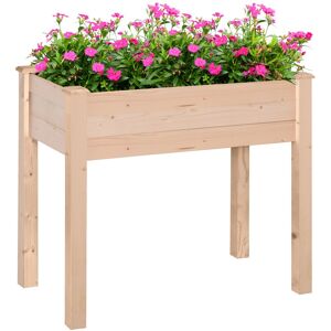 MHSTAR UK LTD Outsunny Garden Wooden Planter Flower Raised Bed Herb Grow Box Container