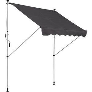 MHSTAR UK LTD Outsunny Balcony 2 x 1.5m Manual Adjustable Awning DIY Patio Clamp Awning Canopy Retractable Shade Shelter Easy to Move for Balcony, Grey