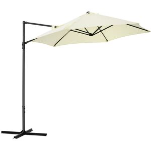 MHSTAR UK LTD Outsunny 2.5M Garden Cantilever Parasol with 360° Rotation, Offset Roma Patio Umbrella Hanging Sun Shade Canopy Shelter with Cross Base, Beige