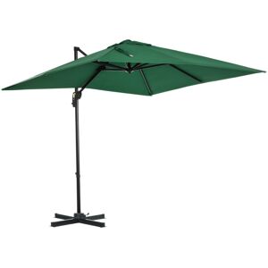 MHSTAR UK LTD Outsunny 2.5 x 2.5m Patio Offset Parasol Umbrella Cantilever Hanging Aluminium Sun Shade Canopy Shelter 360° Rotation with Crank Handle and Cross Bas