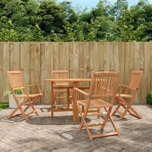 Wallplus Ltd 5 Piece Folding Outdoor Dining Set Solid Acacia Wood