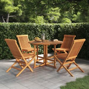 Wallplus Ltd 5 Piece Folding Outdoor Dining Set Solid Wood Teak