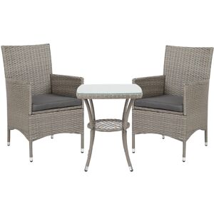MHSTAR UK LTD Outsunny Garden Outdoor Rattan Furniture Bistro Set 3 PCs Patio Weave Companion Chair Table Set Conservatory, Light Grey