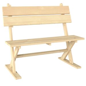 MHSTAR UK LTD Outsunny 2 Seater Wooden Garden Bench, Fir Wood Outdoor Bench, Garden Loveseat with Slatted Seat, Sloping Back and Wide Feet for Patio, Park, Natural