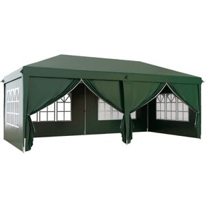 MHSTAR UK LTD Outsunny 3 x 6m Garden Pop Up Gazebo, Wedding Party Tent Marquee, Water Resistant Awning Canopy With Sidewalls, Windows, Drainage Holes, Carry Bag, Gr