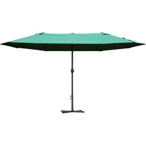 MHSTAR UK LTD Outsunny 4.6m Garden Parasol Double-Sided Sun Umbrella Patio Market Shelter Canopy Shade Outdoor with Cross Base – Dark Green
