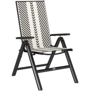 MHSTAR UK LTD Outsunny Outdoor Rattan Folding Chair with 5-Position Adjustable Backrest, Wicker Garden Dining Chair with Wide Armrest, for Patio, Terrace, Balcony,
