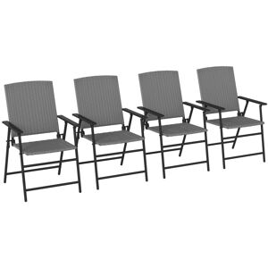 MHSTAR UK LTD Outsunny 4pcs Rattan Chair Garden Furniture Wicker Foldable Chair Steel Frame for Poolside Garden, Grey
