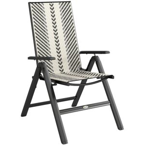 MHSTAR UK LTD Outsunny Outdoor Rattan Folding Chair with 5-Position Adjustable Backrest, Wicker Garden Dining Chair with Wide Armrest, for Patio, Terrace, Balcony,