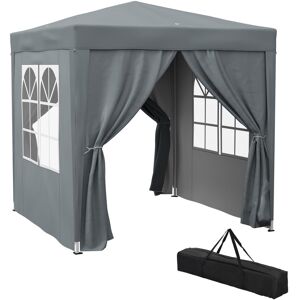 MHSTAR UK LTD Outsunny 2 x 2 m Garden Pop Up Gazebo, Wedding Party Tent Marquee, Water Resistant Awning Canopy With Sidewalls, Windows, Carry Bag, Grey