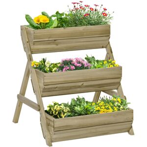 MHSTAR UK LTD Outsunny 3 Tier Raised Garden Bed Wooden Elevated Planter Box Kit, Green