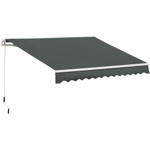 MHSTAR UK LTD Outsunny 3.5x2.5m Manual Awning Window Door Sun Weather Shade w/ Handle Thick Retractable Canopy Outdoor Garden Shield Grey