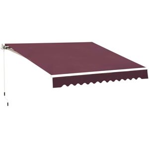MHSTAR UK LTD Outsunny 3 x 2.5m Garden Patio Manual Awning Canopy Sun Shade Shelter with Winding Handle Retractable Handle Red