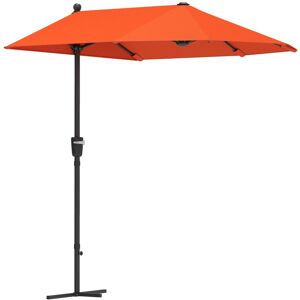 MHSTAR UK LTD Outsunny 2m Half Parasol Market Umbrella Garden Balcony Parasol with Crank Handle, Cross Base, Double-Sided Canopy, Orange